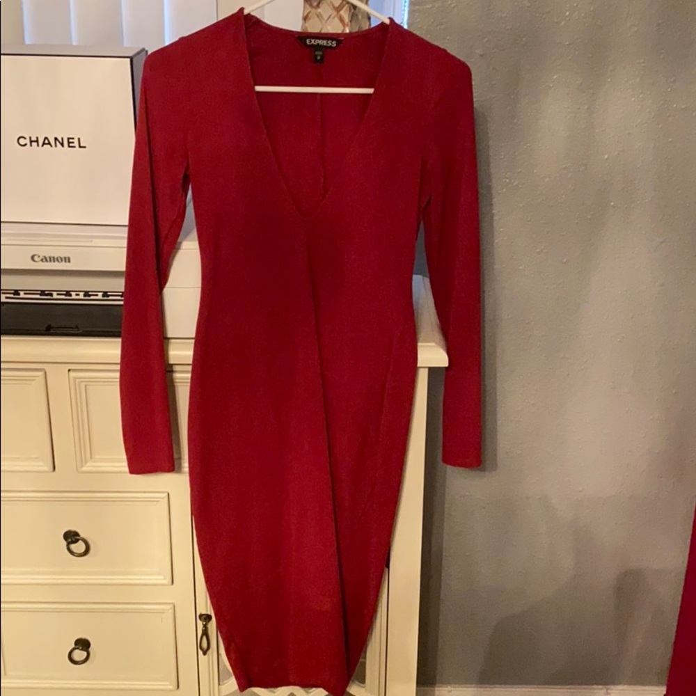 Express XS Red V-neck dress